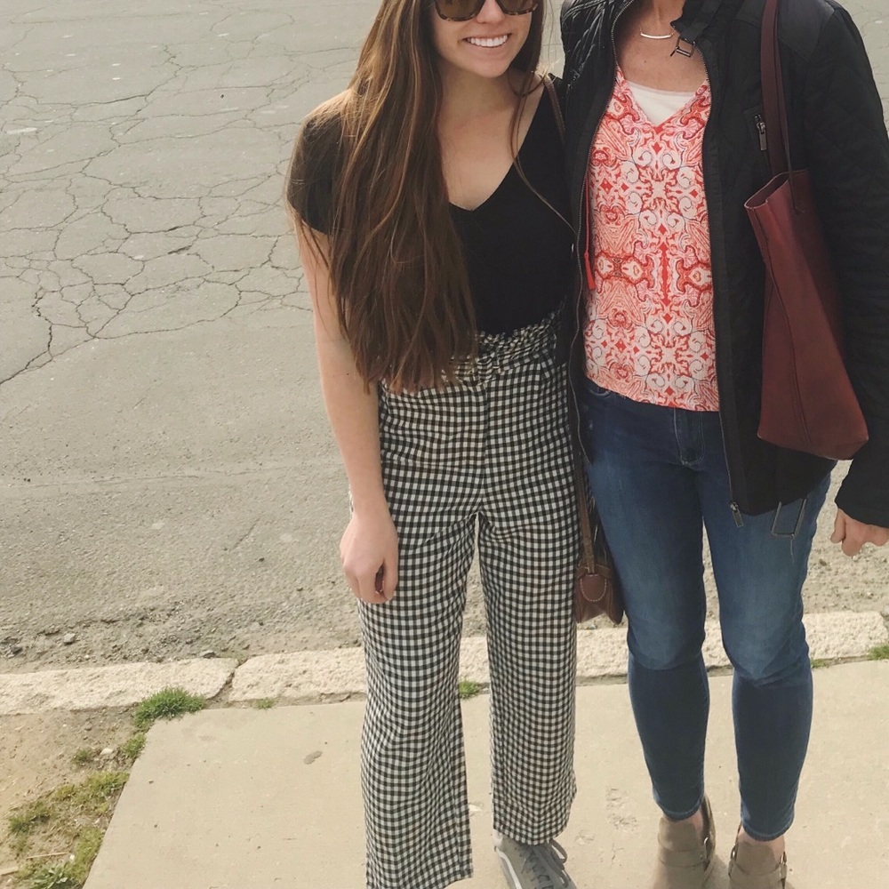 Hallelu paper bag waist gingham pants